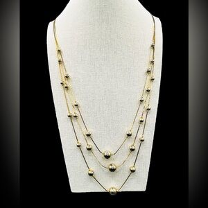 Vintage Gold Tone Multistrand Gold Beaded Necklace